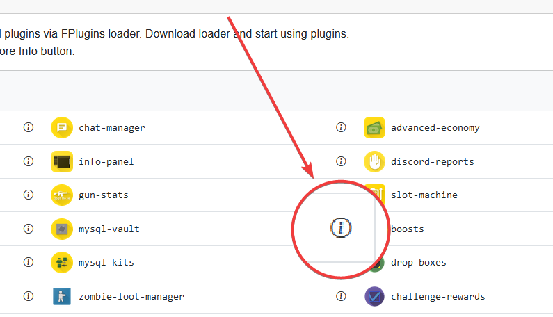 plugin info modal button