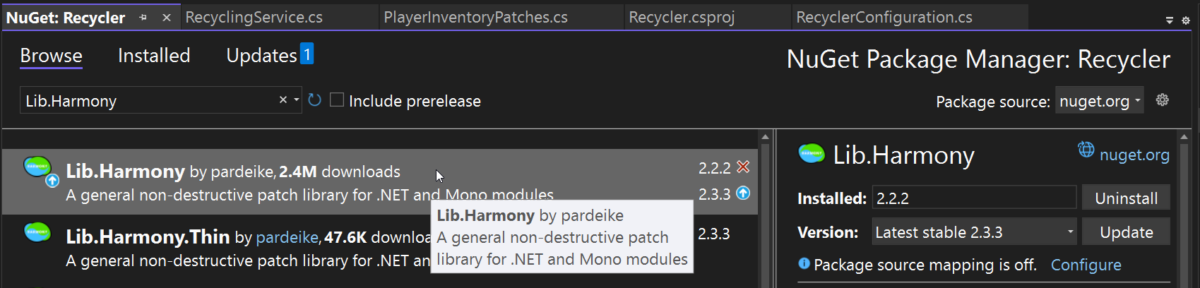 Lib.Harmony in NuGet Package Manager