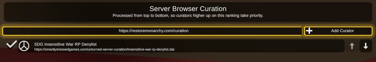 Pasting the list address into the Add Curator field
