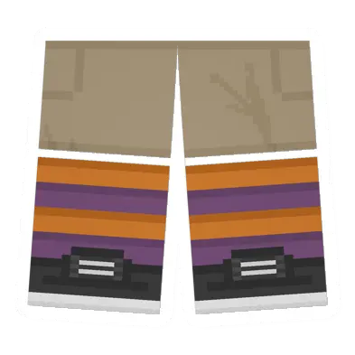 Khaki Sawed-Off Shorts (Orange & Purple)