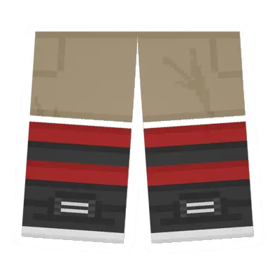 Khaki Sawed-Off Shorts (Red & Black)