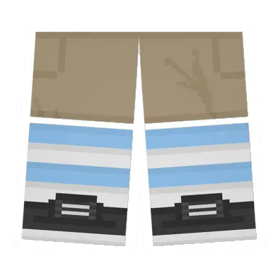 Khaki Sawed-Off Shorts (Light Blue & White)