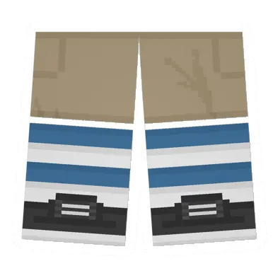 Khaki Sawed-Off Shorts (Blue & White)